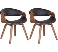 CLP Lot de 2 chaises de Salle à Manger Foley en Similicuir ou en Tissu I Chaise de Cuisine avec accoudoirs et piètement en Bois | Couleur chêne/Noir Matériel Similicuir