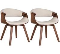 CLP Lot de 2 chaises de Salle à Manger Foley en Similicuir ou en Tissu I Chaise de Cuisine avec accoudoirs et piètement en Bois Matériel:Similicuir;Couleur:chêne/Crèmes