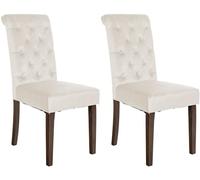 CLP Lot De 2 Chaises De Salle A Manger Lisburn I Chaises avec Pieds en Bois De Caoutchouc I Dossier Capitonné, Couleur:crème, Matériel:Velours
