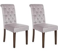 CLP Lot De 2 Chaises De Salle A Manger Lisburn I Chaises avec Pieds en Bois De Caoutchouc I Dossier Capitonné, Couleur:Gris, Matériel:Velours
