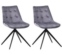 CLP Lot de 2 chaises de Salle à Manger Merna I Chaise de Cuisine rembourrée et pivotante I Chaise rembourrée avec Dossier Couleur:Gris foncé;Matériel:Velours