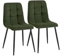 CLP Lot de 2 chaises de Salle a Manger rembourrees Antibes, chaises de Cuisine avec Dossier et Velours cotele, Pieds Metal Charge 150 kg, Couleur:Vert