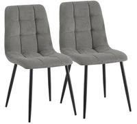 CLP Lot de 2 chaises de Salle a Manger rembourrees Antibes, chaises de Cuisine avec Dossier et Velours cotele, Pieds Metal Charge 150 kg, Couleur:Gris