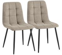 CLP Lot de 2 chaises de Salle a Manger rembourrees Antibes, chaises de Cuisine avec Dossier et Velours cotele, Pieds Metal Charge 150 kg, Couleur:Taupe