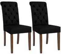 CLP Lot de 2 chaises de Salle à Manger rembourrées avec Dossier Lisburn, chaises de Cuisine avec Pieds en hévéa protège-Sol, Couleur: Noir, Matériel: Velours