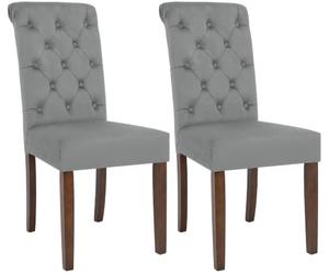CLP Lot de 2 chaises de Salle à Manger rembourrées avec Dossier Lisburn, chaises de Cuisine avec Pieds en hévéa protège-Sol, Couleur: Gris, Matériel: Velours
