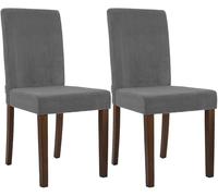 CLP Lot de 2 chaises de Salle a Manger rembourrees Ina avec Dossier, Chaise de Cuisine en Velours cotele, Pieds en Bois Robustes Couleur:Gris;Couleur du Cadre:Antique foncé