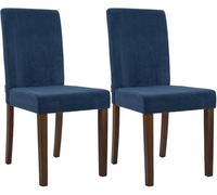 CLP Lot de 2 chaises de Salle a Manger rembourrees Ina avec Dossier, Chaise de Cuisine en Velours cotele, Pieds en Bois Robustes | Couleur Bleu Couleur du Cadre Antique foncé