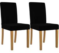 CLP Lot de 2 chaises de Salle a Manger rembourrees Ina avec Dossier, Chaise de Cuisine en Velours cotele, Pieds en Bois Robustes | Couleur Noir Couleur du Cadre Antique Clair