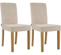 CLP Lot de 2 chaises de Salle a Manger rembourrees Ina avec Dossier, Chaise de Cuisine en Velours cotele, Pieds en Bois Robustes | Couleur Brun Clair Couleur du Cadre Antique Clair