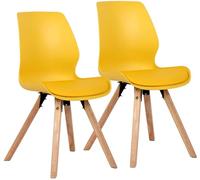 CLP Lot de 2 chaises de Salle a Manger rembourrees Luna, Moderne avec Dossier, Stable jusqu'a 136 kg, pour Cuisine et Salon, Couleur:Jaune, Matériel:Plastique