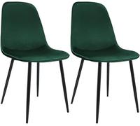 CLP Lot de 2 chaises de Salle à Manger rembourrées Maryam, Chaise de Cuisine avec Dossier et Structure en métal Noir, supporte 'à 150 kg, Couleur:Vert, Matériel:Velours