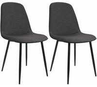 CLP Lot de 2 chaises de Salle à Manger rembourrées Maryam, Chaise de Cuisine avec Dossier et Structure en métal Noir, supporte 'à 150 kg | Couleur Gris foncé Matériel Tissu