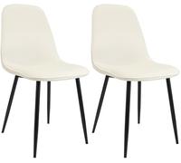 CLP Lot de 2 chaises de Salle à Manger rembourrées Maryam, Chaise de Cuisine avec Dossier et Structure en métal Noir, supporte 'à 150 kg Couleur:crème;Matériel:Velours