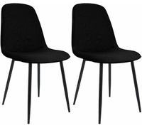 CLP Lot de 2 chaises de Salle à Manger rembourrées Maryam, Chaise de Cuisine avec Dossier et Structure en métal Noir, supporte 'à 150 kg | Couleur Noir Matériel Tissu