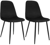 CLP Lot de 2 chaises de Salle à Manger rembourrées Maryam, Chaise de Cuisine avec Dossier et Structure en métal Noir, supporte 'à 150 kg | Couleur Noir Matériel Velours