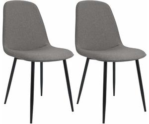 CLP Lot de 2 chaises de Salle à Manger rembourrées Maryam, Chaise de Cuisine avec Dossier et Structure en métal Noir, supporte 'à 150 kg, Couleur: Gris Clair, Matériel: Tissu