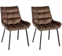 CLP Lot de 2 chaises de Salle à Manger Saranda I Chaise rembourrée avec revêtement en Tissu ou Velours Couleur:Marron;Matériel:Velours