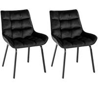 CLP Lot de 2 chaises de Salle à Manger Saranda I Chaise rembourrée avec revêtement en Tissu ou Velours Couleur:Noir;Matériel:Velours