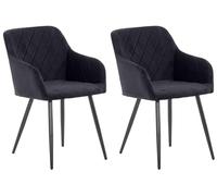 CLP Trading GmbH Chaises Shila Lot de 2 – Velours noir, accoudoirs, piètement métal noir
