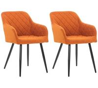 CLP Lot De 2 Chaises De Salle A Manger Shila en Tissu Ou VeloursI Set 2 Chaises Retro avec Accoudoirs I Piètement en Métal Noir Couleur Orange Matériel Tissu