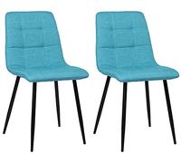 CLP Lot De 2 Chaises De Salle A Manger Tilde en Tissu Ou Velours I Chaise avec Surface D'assise Matelassée Pieds en Metal, Couleur:Turquoise, Matériel:Tissu