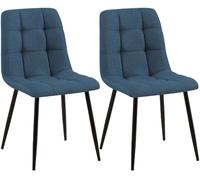 CLP Chaise Tilde – Lot de 2 rembourrées tissu avec housse surpiquée, structure métallique, Bleu