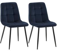 CLP Lot de 2 chaises de Salle ŕ Manger Tilde I Chaises de Cuisine rembourrées avec Housse surpiquée I avec Structure métallique, Couleur:Bleu, Matériel:Velours