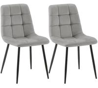 CLP Lot de 2 chaises de Salle ŕ Manger Tilde I Chaises de Cuisine rembourrées avec Housse surpiquée I avec Structure métallique, Couleur:Gris, Matériel:Velours