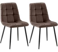 Chaises de salle à manger Tilde - CLP - Lot de 2 - Marron - Tissu ou velours - Piètement en métal noir
