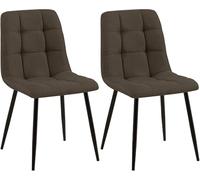 CLP Lot de 2 chaises de Salle ŕ Manger Tilde I Chaises de Cuisine rembourrées avec Housse surpiquée I avec Structure métallique, Couleur:Marron, Matériel:Tissu