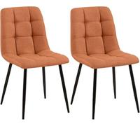 CLP Lot de 2 chaises de Salle ŕ Manger Tilde I Chaises de Cuisine rembourrées avec Housse surpiquée I avec Structure métallique, Couleur:Orange, Matériel:Tissu