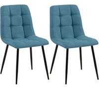 CLP Chaise Tilde – Lot de 2 rembourrées tissu avec housse surpiquée, structure métallique, Bleu