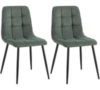 CLP Lot de 2 chaises de Salle ŕ Manger Tilde I Chaises de Cuisine rembourrées avec Housse surpiquée I avec Structure métallique, Couleur:Vert, Matériel:Cordon