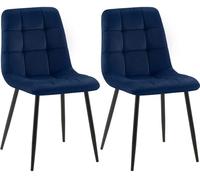 CLP Lot de 2 chaises de Salle ŕ Manger Tilde I Chaises de Cuisine rembourrées avec Housse surpiquée I avec Structure métallique, Couleur:Bleu, Matériel:Velours