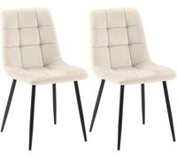 CLP Lot de 2 chaises de Salle ŕ Manger Tilde I Chaises de Cuisine rembourrées avec Housse surpiquée I avec Structure métallique, Couleur:crčme, Matériel:Velours