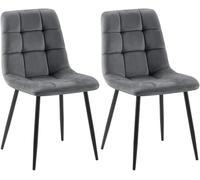 CLP Lot de 2 chaises de Salle ŕ Manger Tilde I Chaises de Cuisine rembourrées avec Housse surpiquée I avec Structure métallique, Couleur:Gris foncé, Matériel:Velours