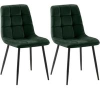 CLP Trading GmbH Chaises Tilde – Lot de 2, Velours rembourré, Structure métallique Vert