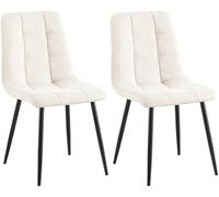 CLP Lot de 2 chaises de Salle ŕ Manger Tilde I Chaises de Cuisine rembourrées avec Housse surpiquée I avec Structure métallique, Couleur:crčme, Matériel:Cordon