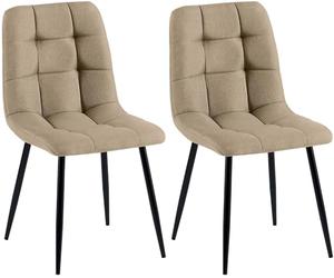CLP Lot de 2 chaises de Salle ŕ Manger Tilde I Chaises de Cuisine rembourrées avec Housse surpiquée I avec Structure métallique, Couleur:Taupe, Matériel:Tissu