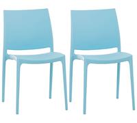 CLP Lot De 2 Chaises D'Extérieur Empilables Maya en Plastique I Chaise De Balcon Résistante Aux UV Couleur:Bleu Clair