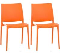 CLP Lot De 2 Chaises D'Extérieur Empilables Maya en Plastique I Chaise De Balcon Résistante Aux UV Couleur:Orange