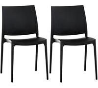 CLP Lot De 2 Chaises D'Extérieur Empilables Maya en Plastique I Chaise De Balcon Résistante Aux UV Couleur:Noir
