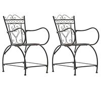 CLP Lot de 2 Chaises d'extérieur Sheela en fer avec accoudoirs et repose-pieds , Bronze Bronze G