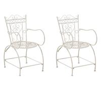CLP Lot De 2 Chaises D'Extérieur en Fer Sheela I avec Dossier Accoudoirs Et Repose-Pieds I Design Antique, Couleur:crème Antique
