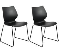 CLP Lot de 2 chaises empilables avec Dossier Houma, chaises de Salle a Manger, Assise en Plastique et Pied en Metal Stable, jusqu'a 135 kg | Couleur Noir