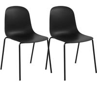 CLP Lot de 2 chaises empilables Hardin, Coque Plastique Ergonomique, piétement métal Robuste, pour Salle à Manger, Bureau et Cuisine Couleur:Noir
