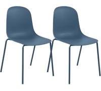 CLP Lot de 2 chaises empilables Hardin, Coque Plastique Ergonomique, piétement métal Robuste, pour Salle à Manger, Bureau et Cuisine Couleur:Bleu