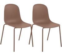 CLP Lot de 2 chaises empilables Hardin, Coque Plastique Ergonomique, piétement métal Robuste, pour Salle à Manger, Bureau et Cuisine | Couleur Terracotta