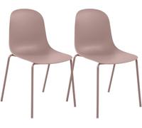CLP Lot de 2 chaises empilables Hardin, Coque Plastique Ergonomique, piétement métal Robuste, pour Salle à Manger, Bureau et Cuisine Couleur:Rose